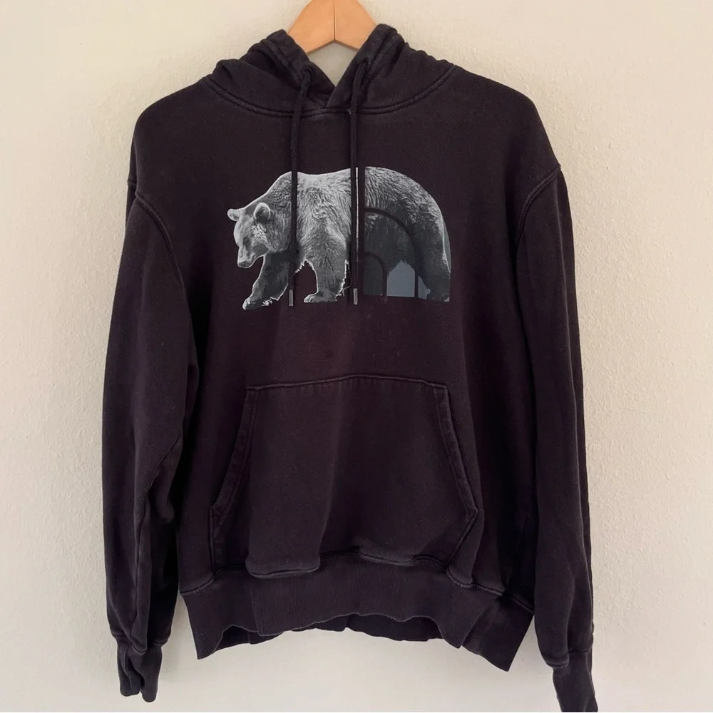 North Face Mens Hoodie Large Black Bear Outdoors Hiking Active Gorpcore